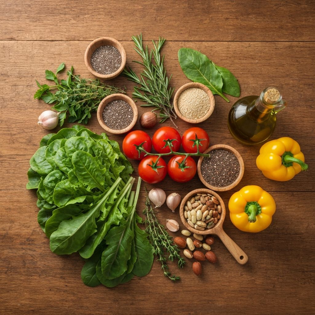 Natürliche Zutaten auf einem Holztisch